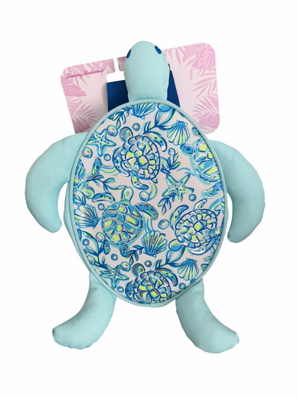 Tommy Bahama Aqua Turtle Plush Backpack with Blue-Green Shell